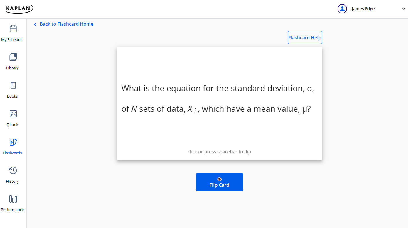 PPI2Pass FE flashcard review screen