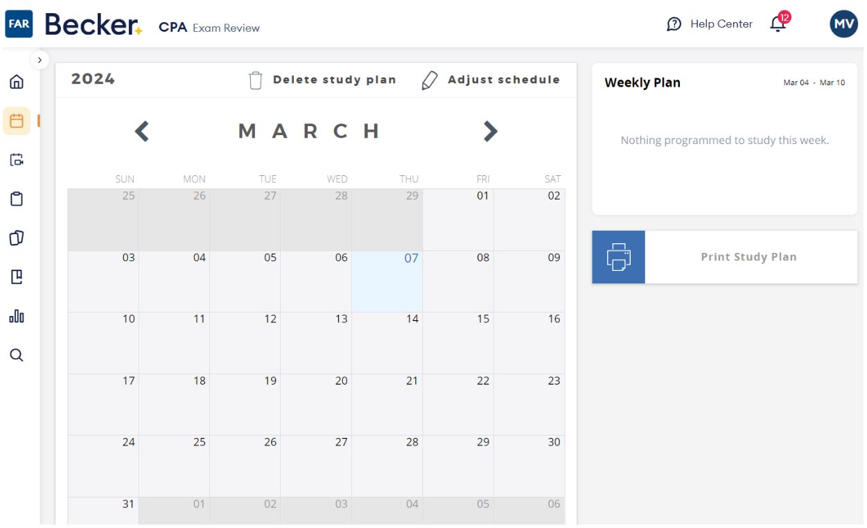 Becker CPA study planner