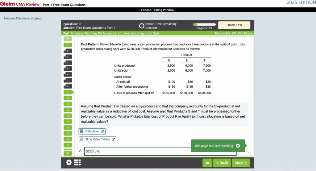 Gleim CMA practice questions