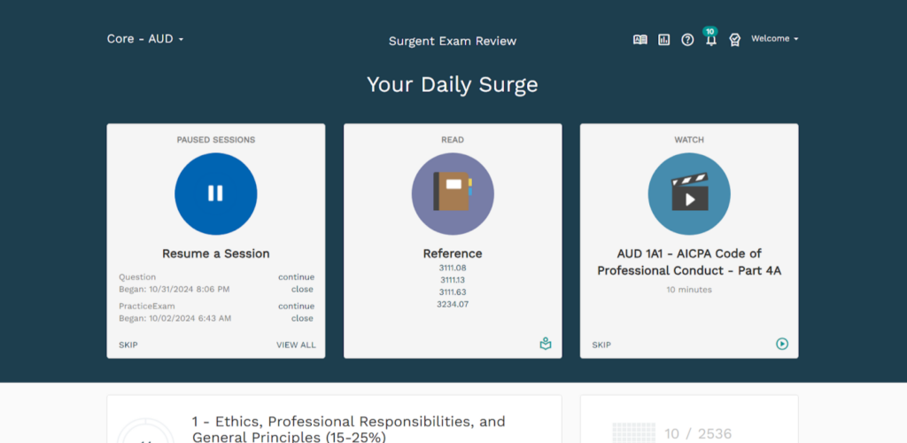 Surgent CPA daily surge