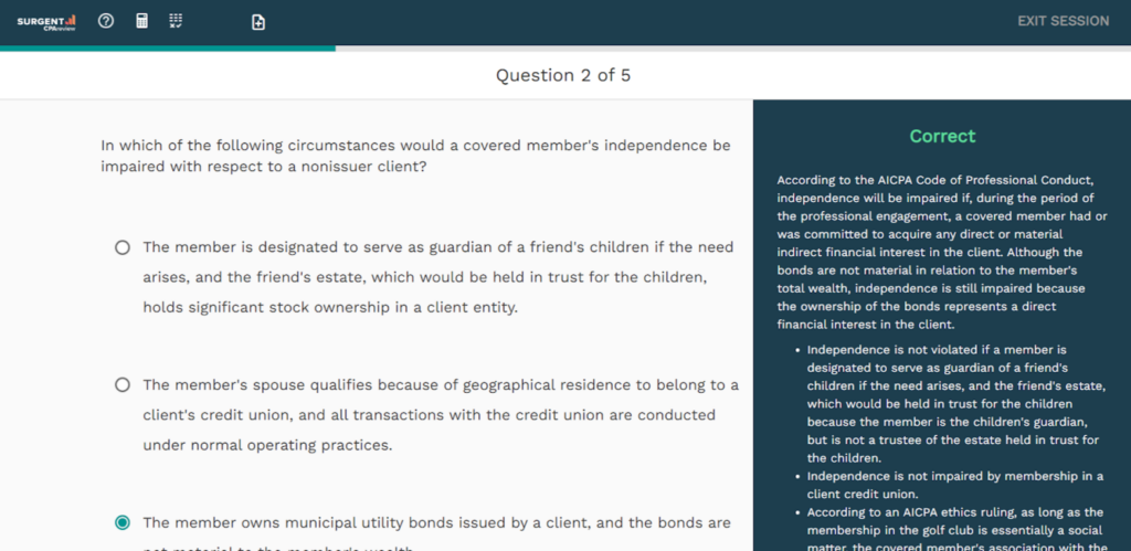 Surgent CPA question