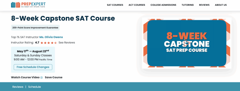 prepexpert 8 weeak SAT course