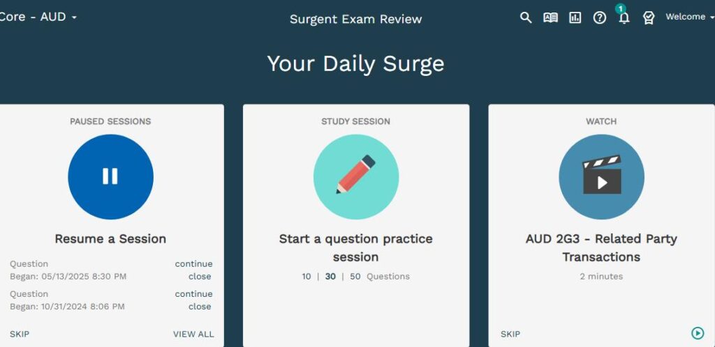 Surgent CPA daily surge