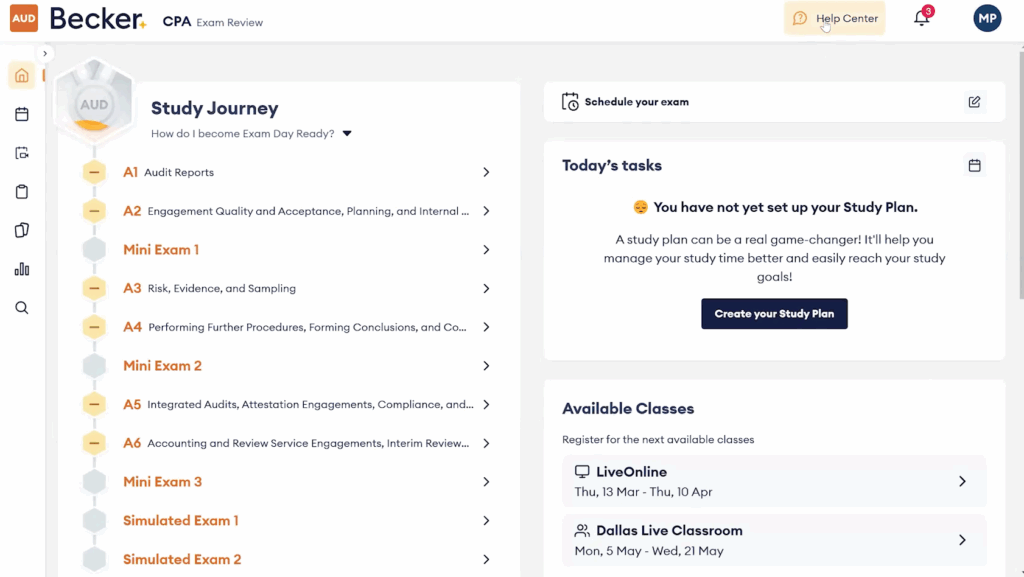 Becker CPA study journey