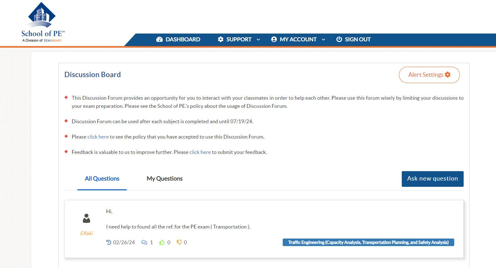 School of PE discussion board