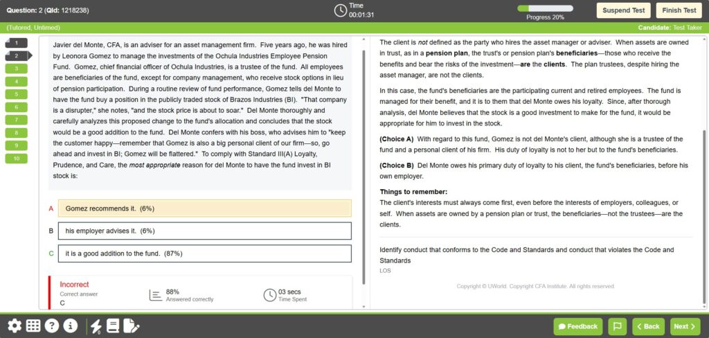 UWorld CFA support