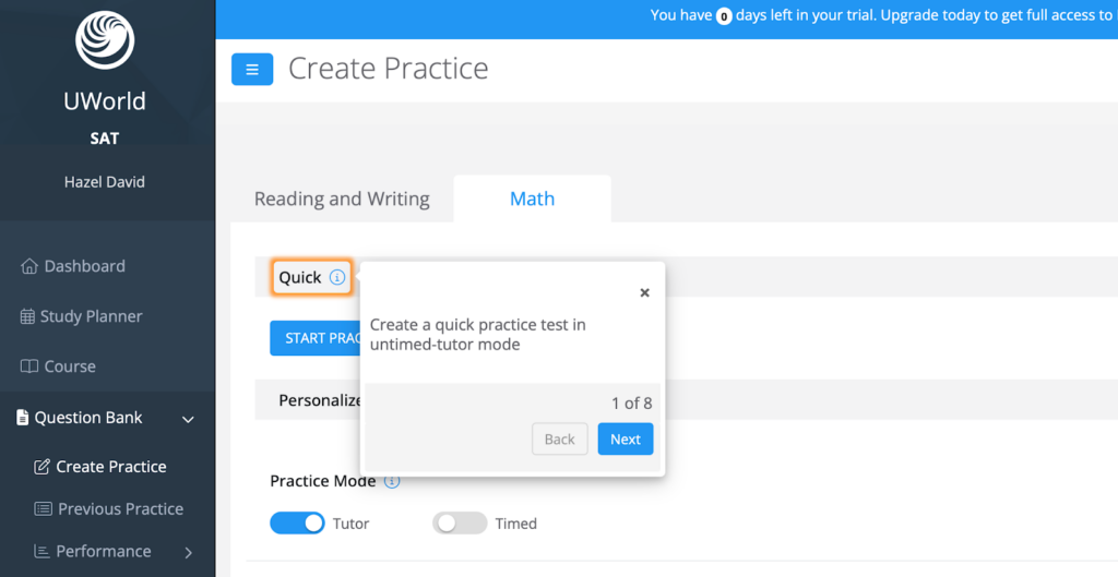 UWorld SAT practice