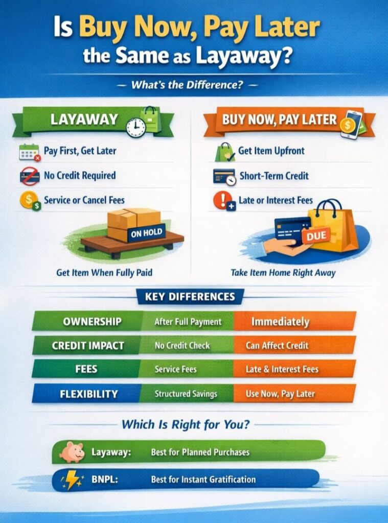 is buy now pay later the same as layaway