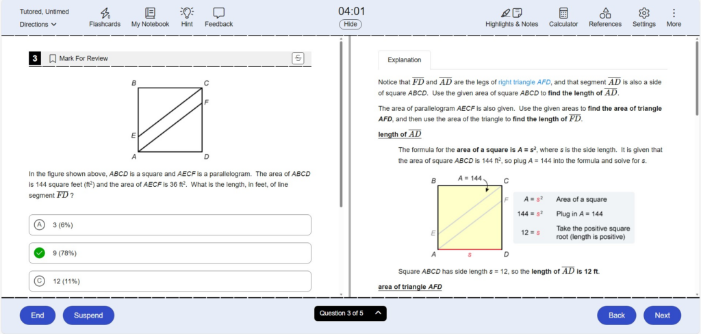 UWorld SAT math answer explanation