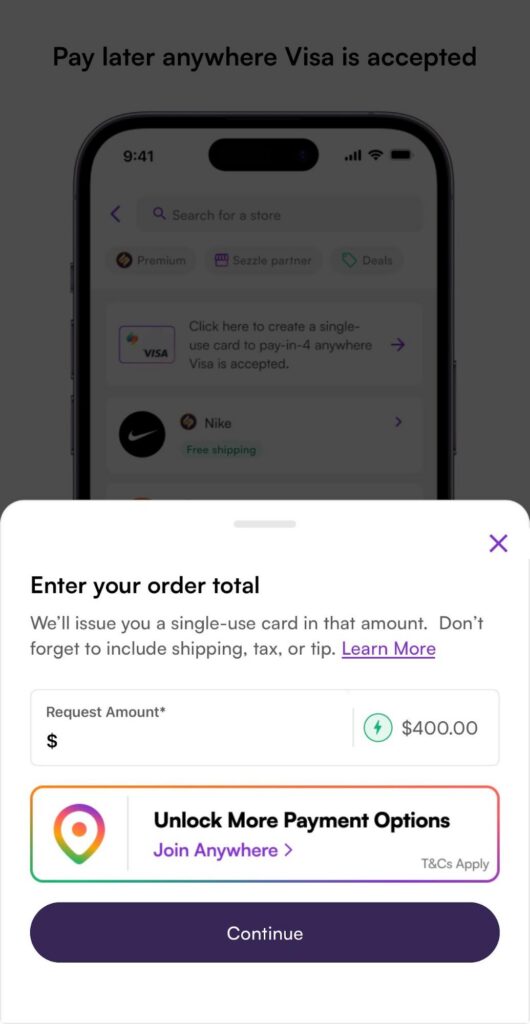 Sezzle payment options