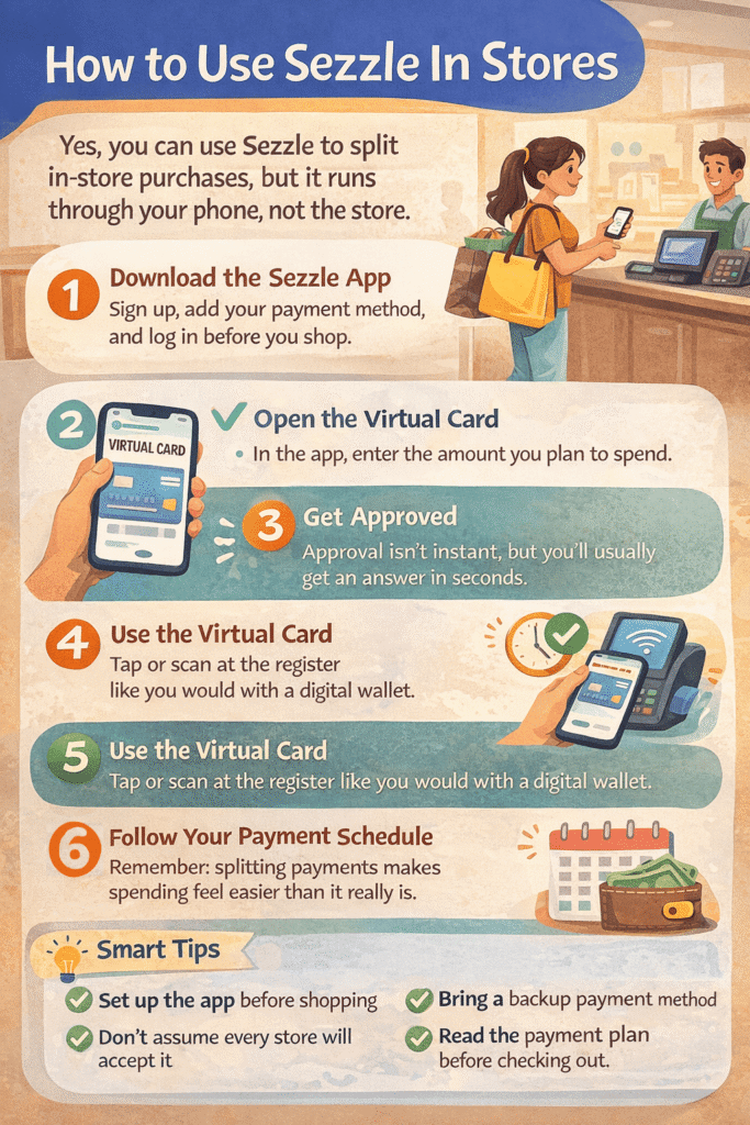 how to use Sezzle in stores