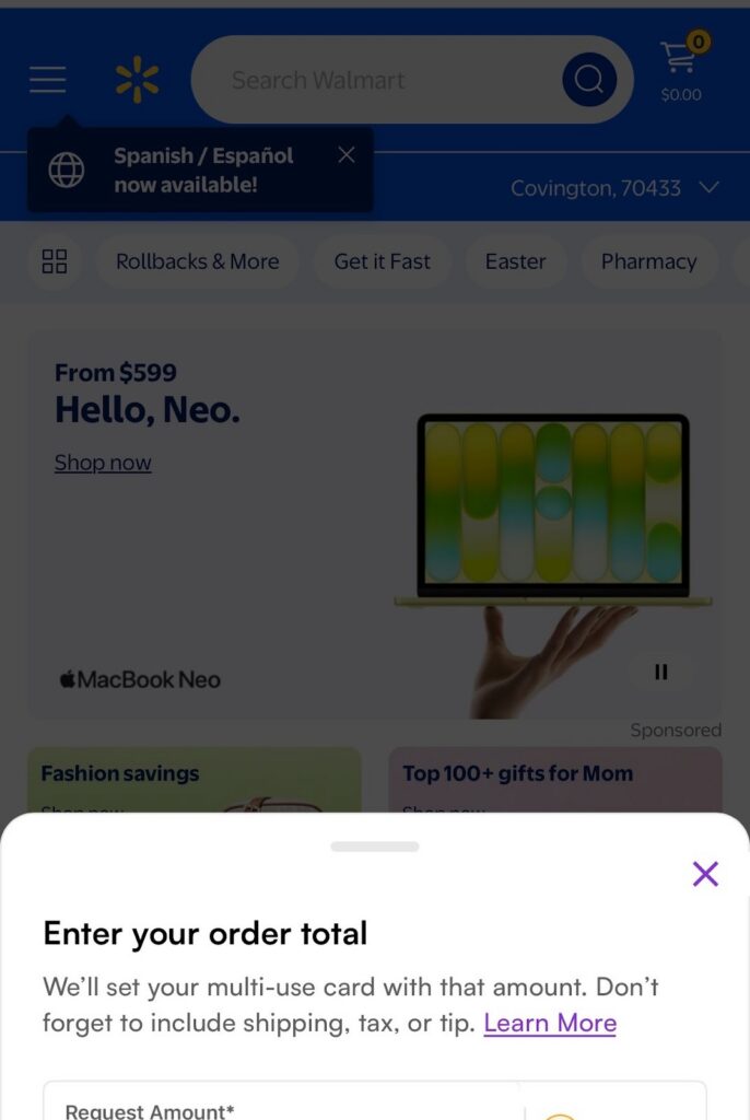 Sezzle on Walmart
