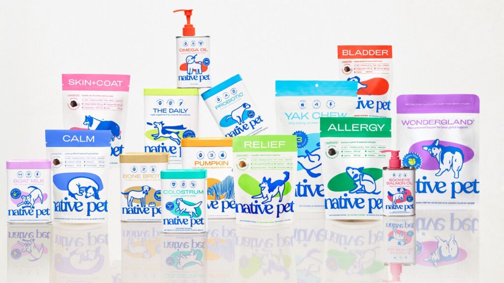 photo of Native Pet products on white background