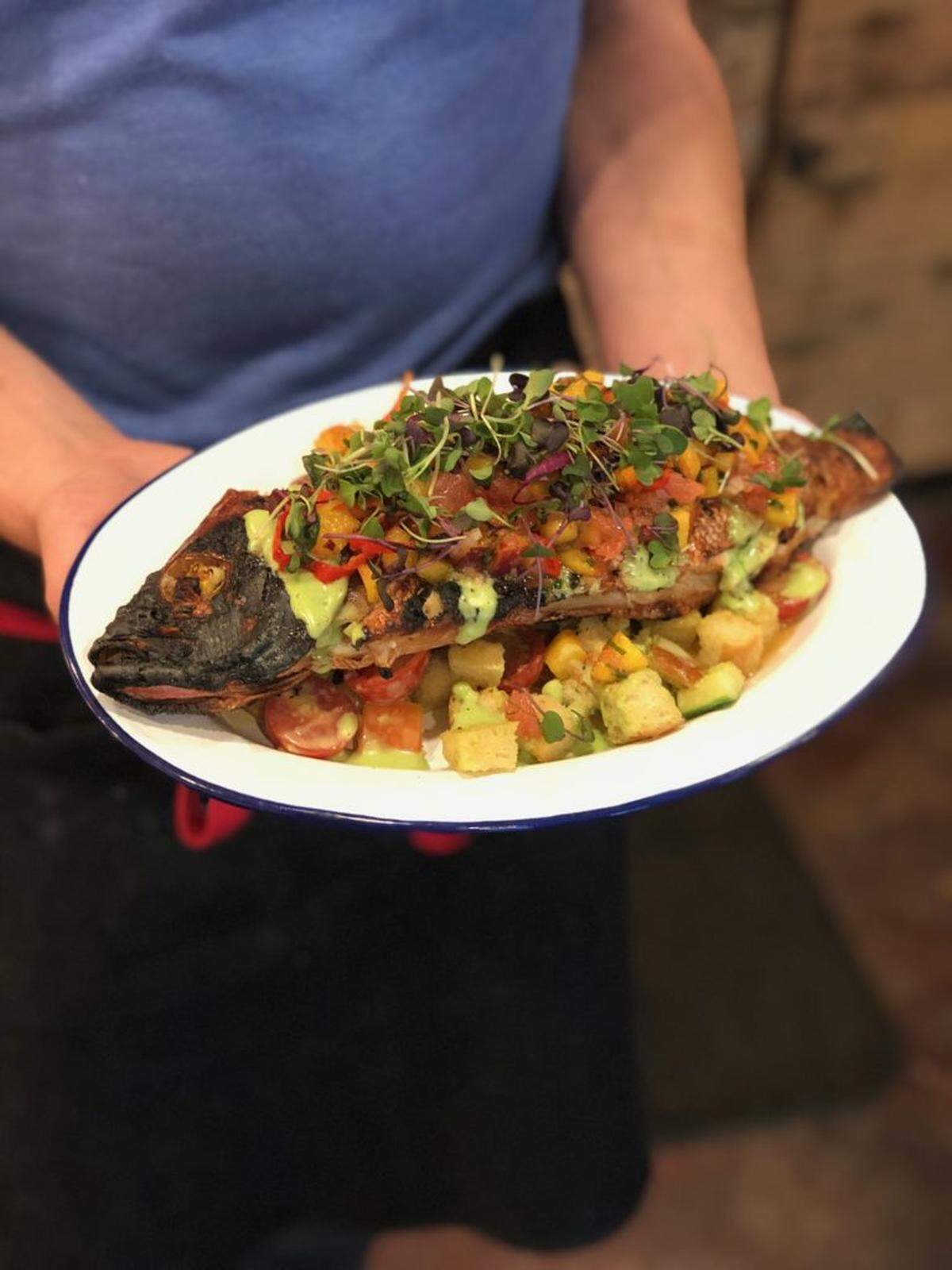 Photo by Sarah Rideout<br>Grilled Vermilion snapper at NC Red