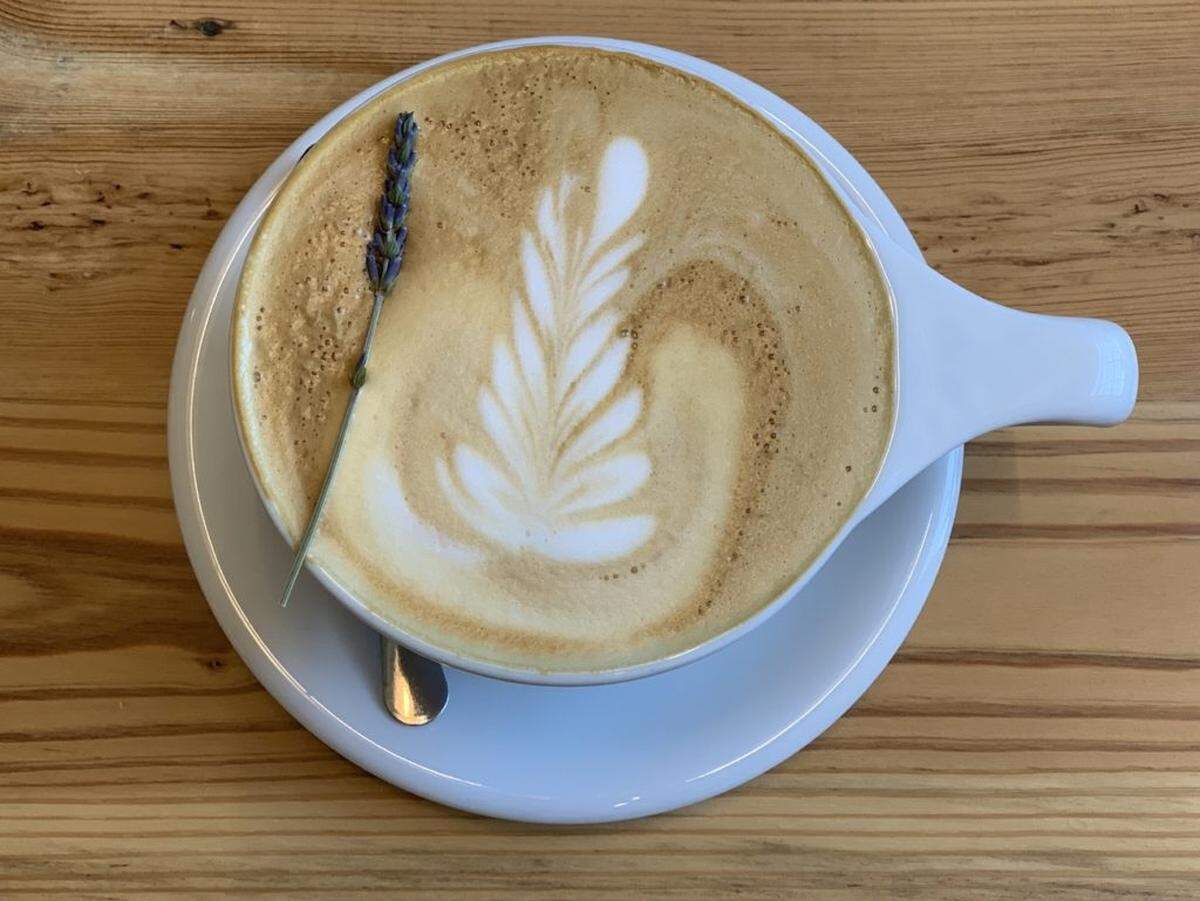 Photo by Melissa Oyler<br/>A lavender latte at Undercurrent Coffee at Optimist Hall.