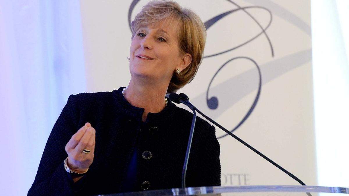 Susan DeVore,President and CEO, Premier,Inc she was named 2014 CharlotteBusiness Woman of the Year speaks to the audience during a luncheon and awards ceremony held at Queens University ,Morrison Hall on Monday March 09, 2015.
