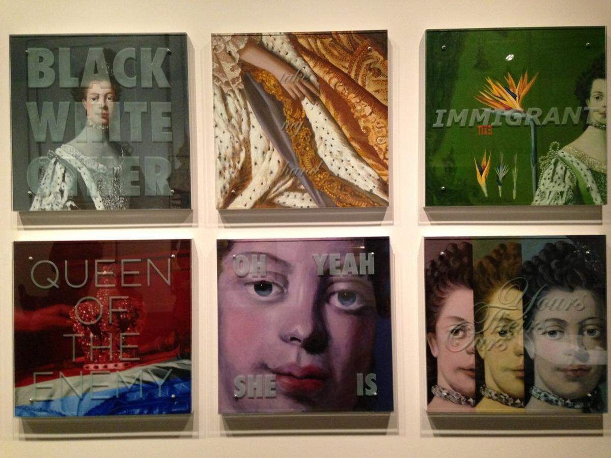 Photo of artwork by Ken Aptekar at Mint Museum Uptown.