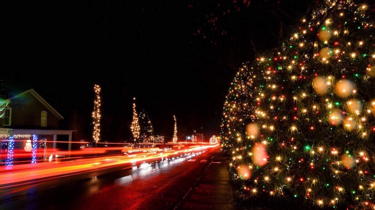 McAdenville, North Carolina, known as ChristmaTown U.S.A., has put up its holiday lights in March 2020 to give visitors a social distancing activity amid the coronavirus pandemic.