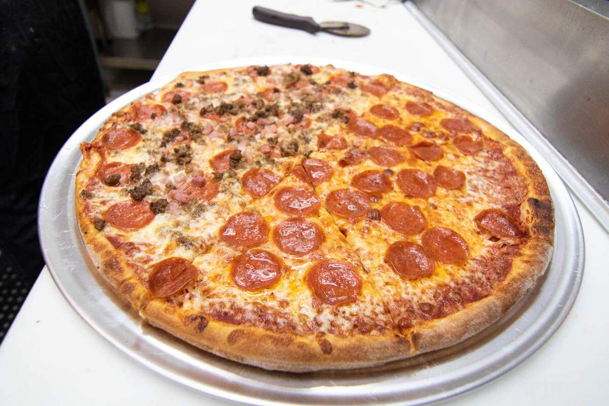 Photo by Alex Cason<br />Half meat lovers and half pepperoni at Chi's Pizza