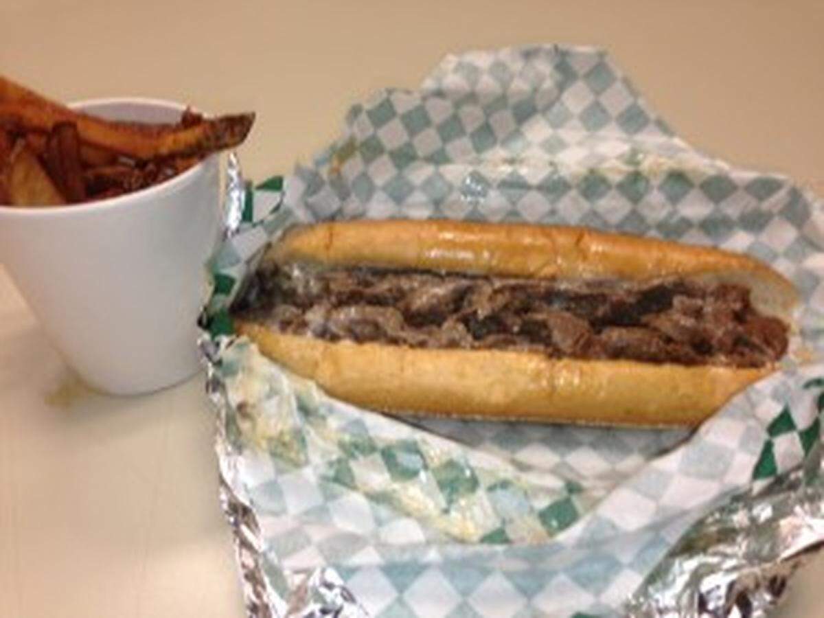 Clover Joe's cheesesteak and scrumptious fries.