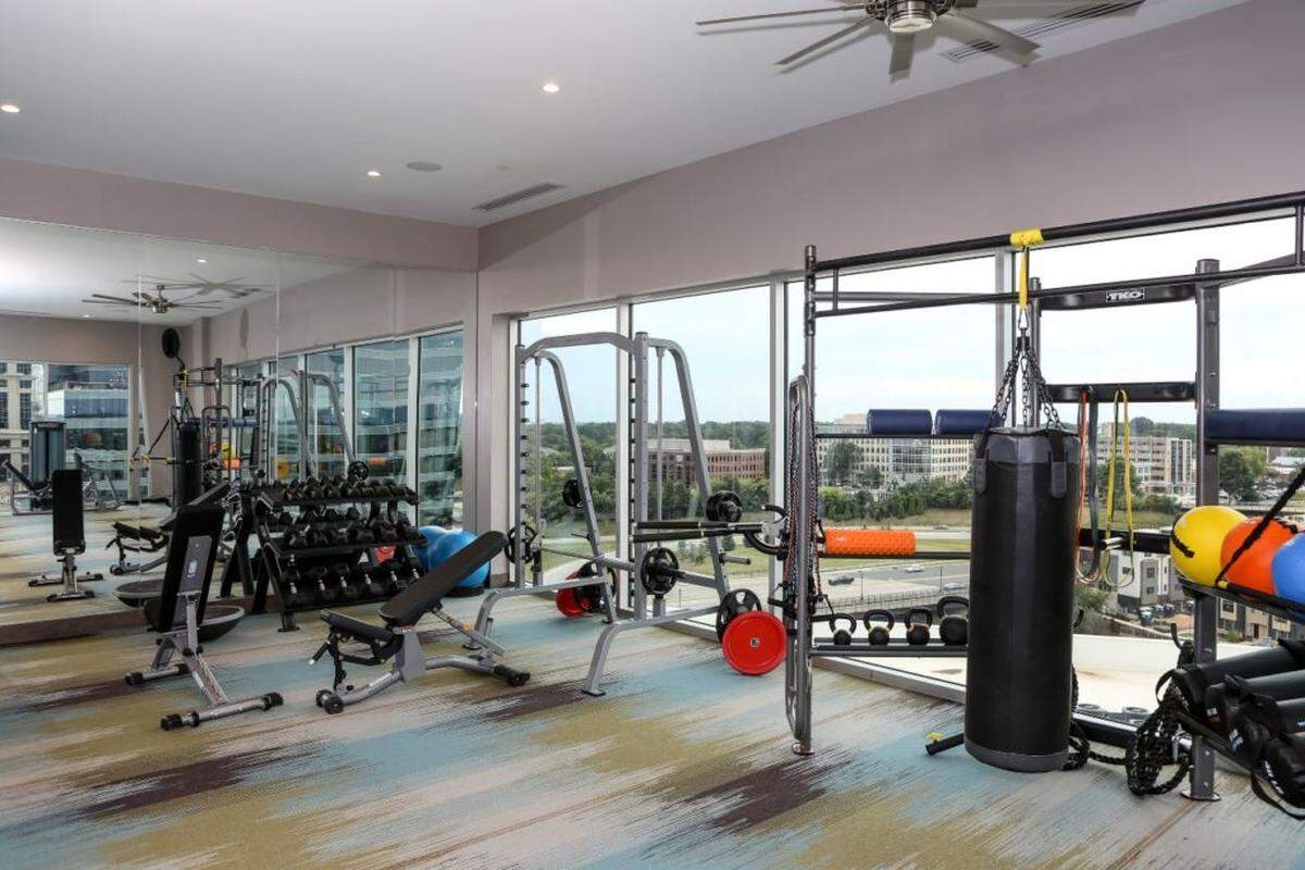 Courtesy of Novel Stonewall Station<br>Gym at Novel Stonewall Station