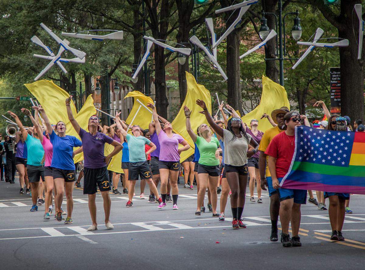 Celebrations during a previous Charlotte Pride Festival. This year the festival is canceled to limit community spread of the coronavirus. Photo by Robert Harmon via Charlotte Pride.