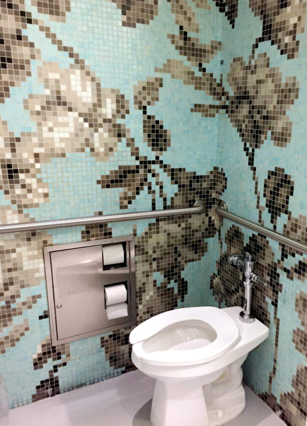 Courtesy of the New Museum of Contemporary Art<br>The restroom at the New Museum of Contemporary Art in New York City.