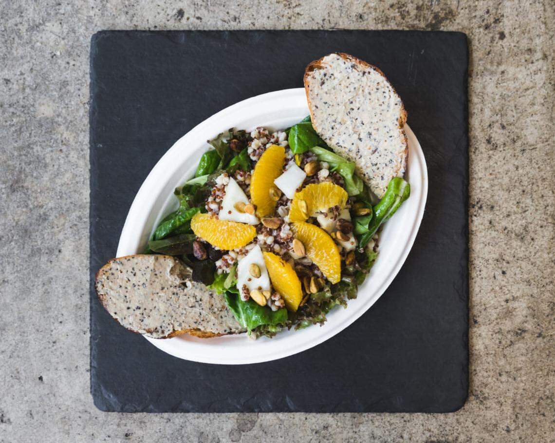 Grain salad with Viva Raw cashew cheese at Orrman’s Cheese Shop