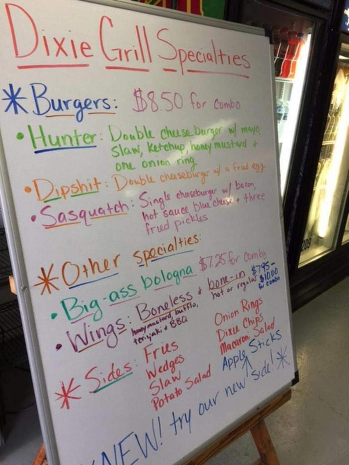 We’ll let you read the names of some of the Dixie Grill’s specials for yourself.