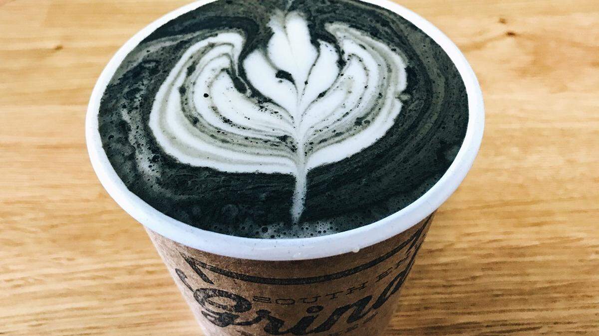 Activated charcoal latte at South End Grind. Photo by Deanna Drogan.