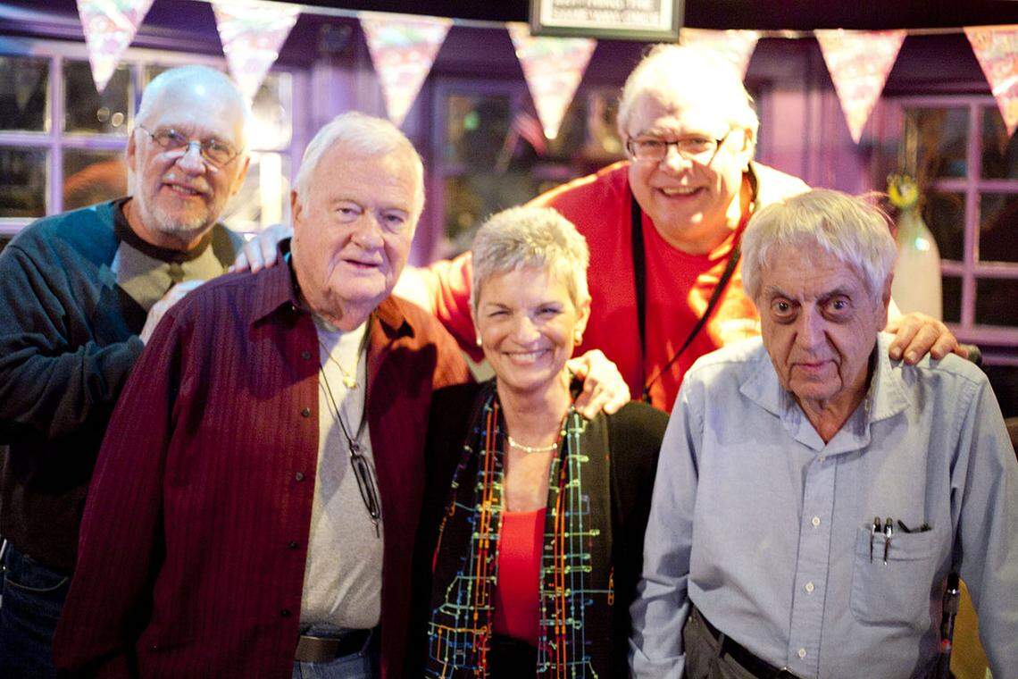From left, Cajun Queen 7th Street Gator Band members Andy Anderson, Thomas Renaud, Judy Renaud, Doug Henry and Jim Stack in 2013.
