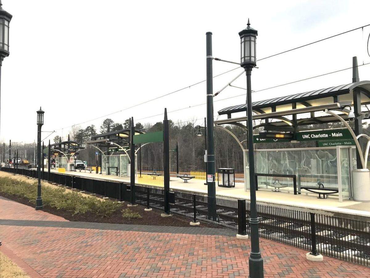 Photo by Melissa Oyler<br/>The UNC Charlotte station of LYNX Blue Line.
