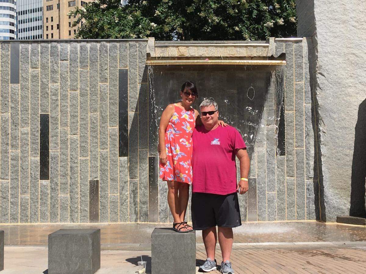 Courtesy of Vanessa Infanzon<br>Vanessa Infanzon and Ryan McCall at Romare Bearden Park in 2018.