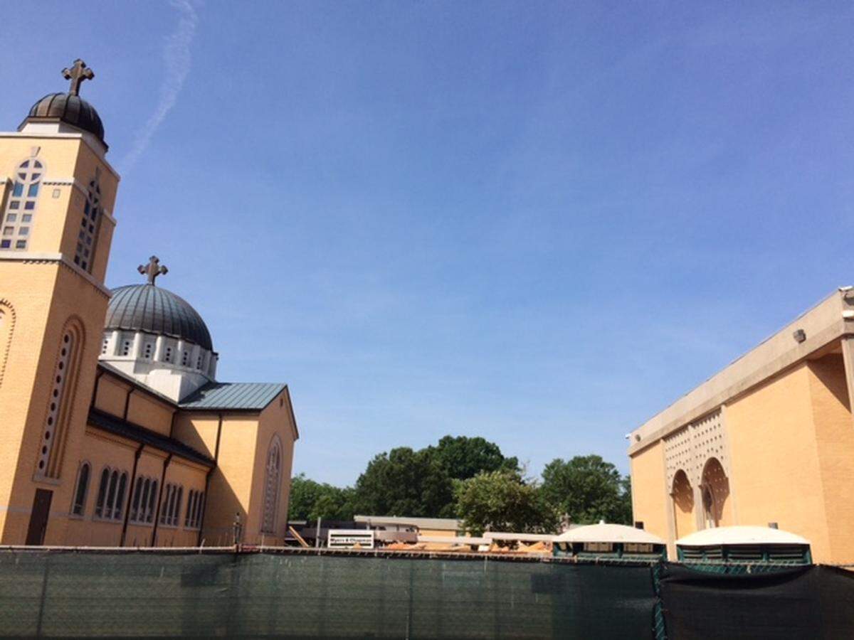 View from front of church