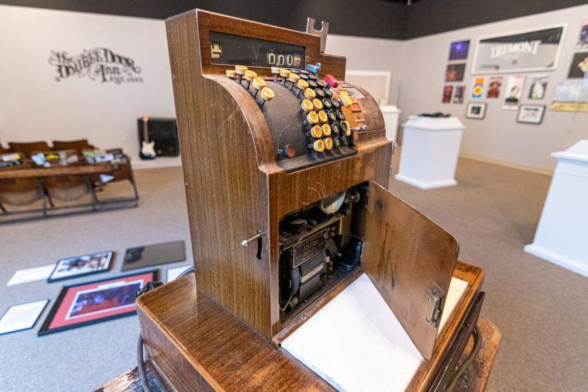 A register from Double Door Inn on display at The Charlotte Museum of History.