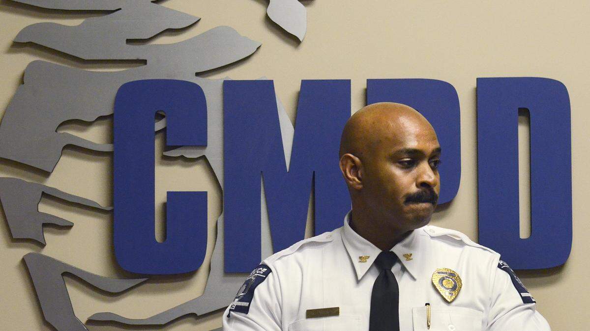 Deputy Chief Kerr Putney spoke to the media on Friday September 12, 2014 announcing the arrest of a CMPD officer on assault charges for breaking the collar bone of a suspect in an interview room.
 The charges stemmed from an internal investigation that showed Officer Jason Van Aken used excessive force against Terance Malachi, 30, who was in custody on a charge of carrying a concealed gun, police said.
 The incident happened Aug. 14 in an interview room at the Charlotte-Mecklenburg Police Departmentâ™s Metro Division.