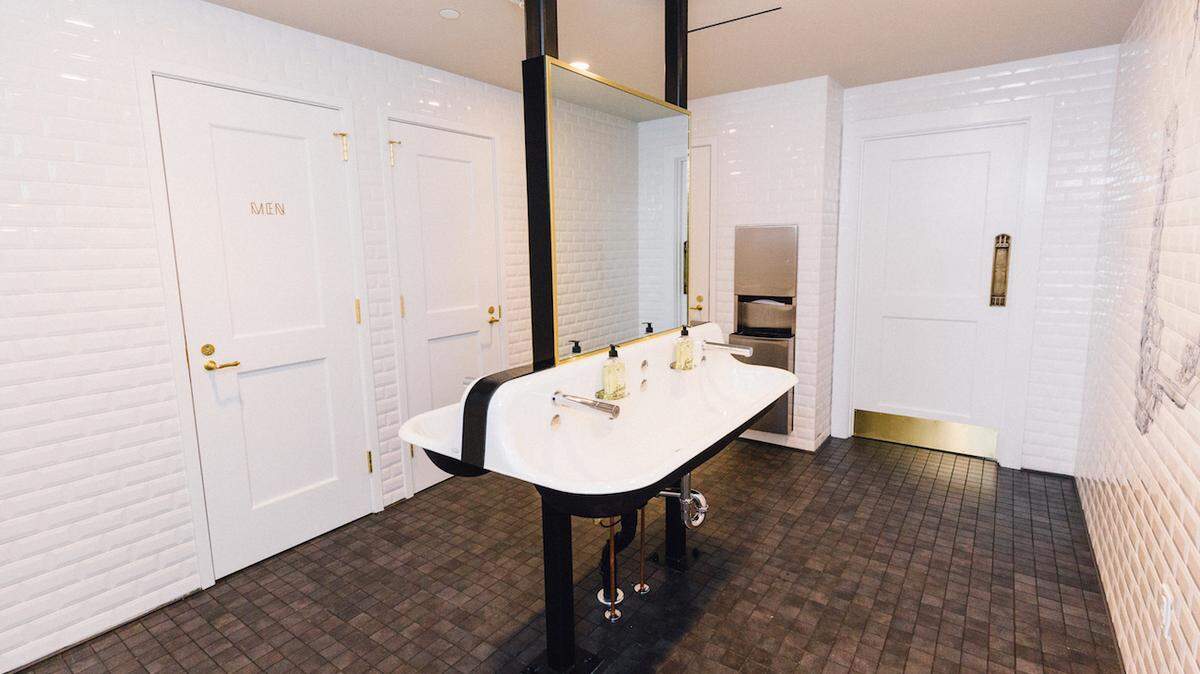 Courtesy of Remy Thurston and Ben Pien<br>The restrooms at La Belle Helene in Charlotte.
