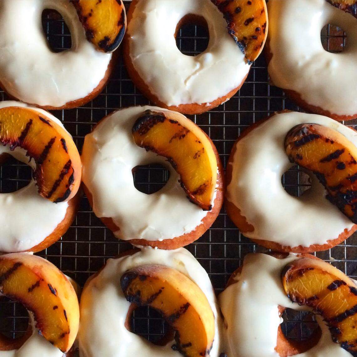 Bourbon glazed with grilled peach. Photo courtesy of Pepperbox Doughnuts