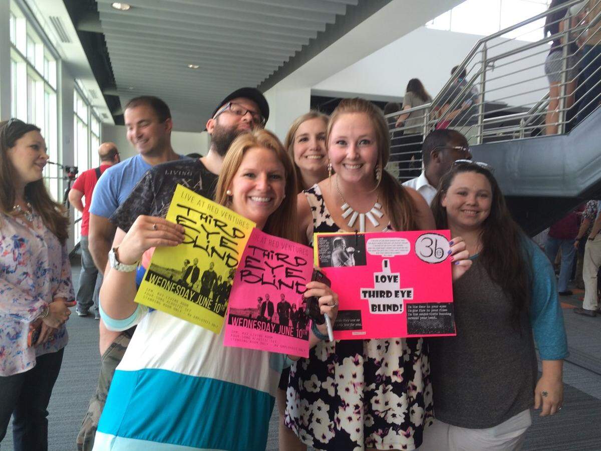 "We both grew up loving this band ... We've been freaking out all week." - Ashlea Wahl, left, with Gwen Ceyrolles.