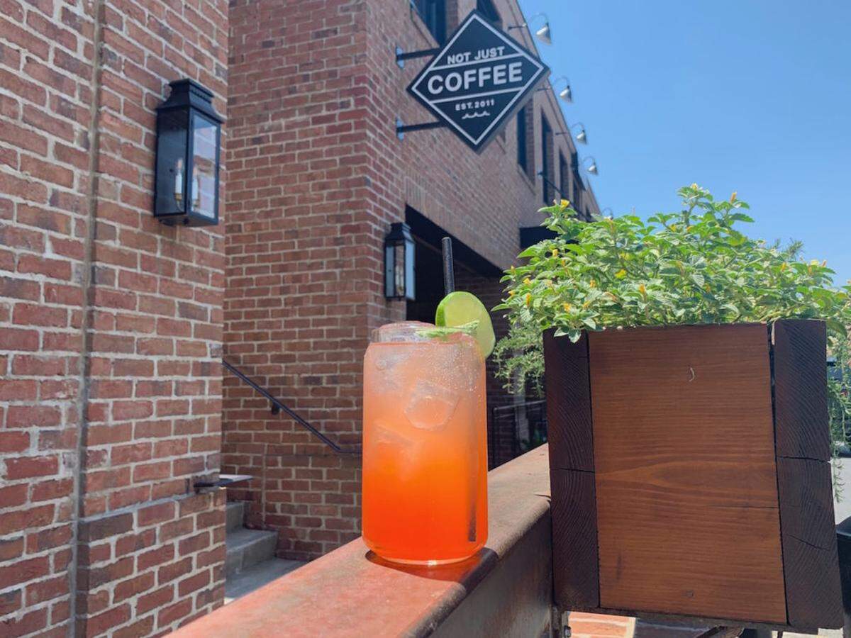 Courtesy of Not Just Coffee<br/>A mocktail featuring strawberry simple syrup, lime juice and ginger beer.