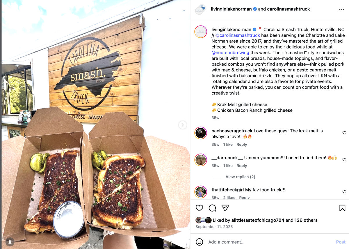 Carolina Smash Truck, a Charlotte-area food truck specializing in gourmet grilled cheeses, is closing later this month.