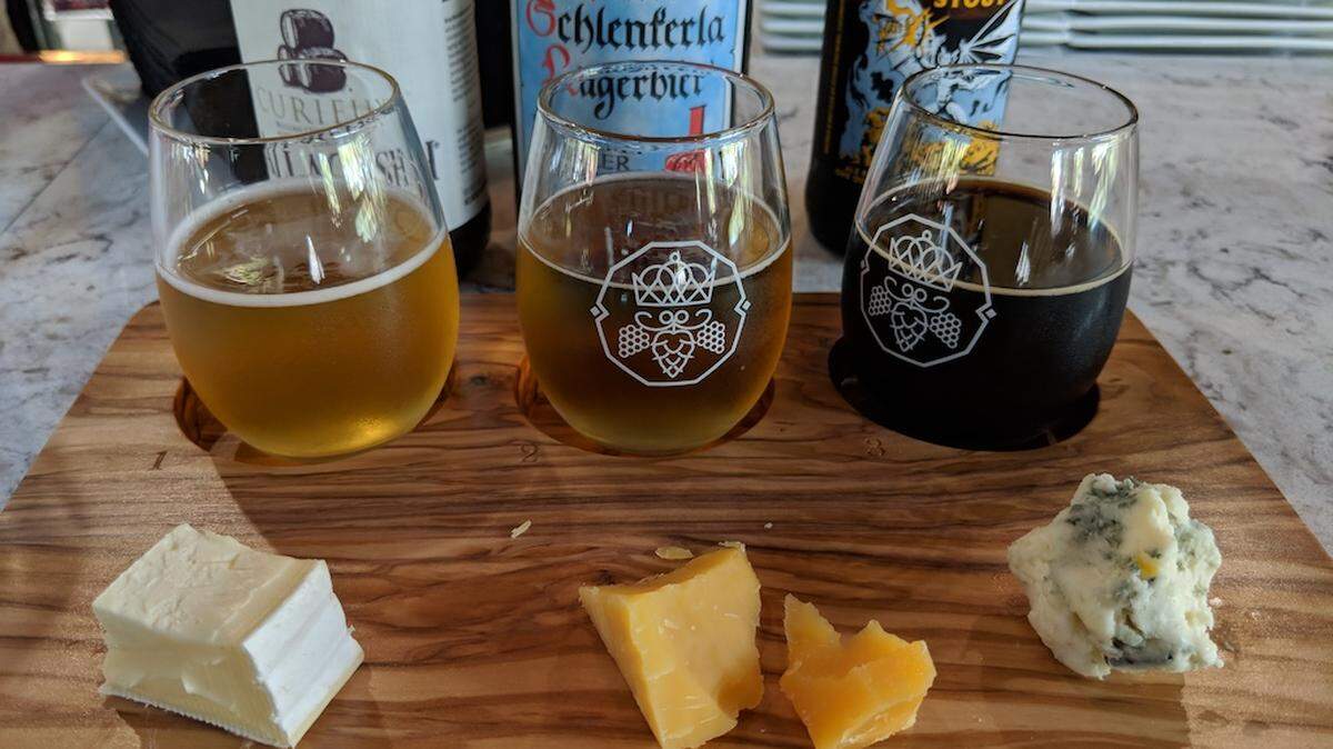 Cheese flights at Queen City Craft & Gourmet. Photo by Jonathan Wells.