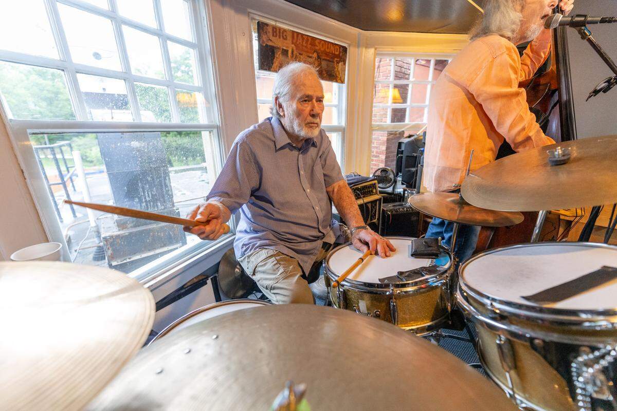 Tim Smith plays drums at Cajun Queen.