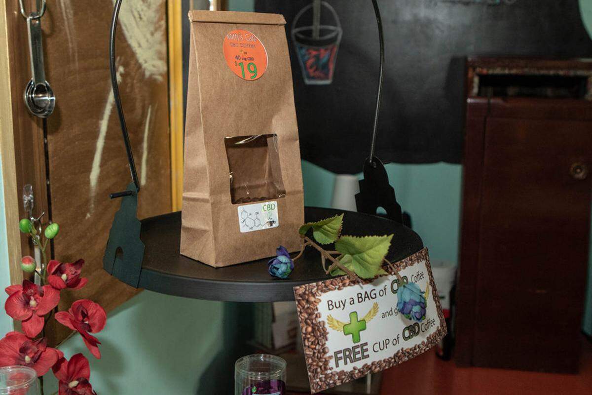 Photo by Alex CasonWhole bean CBD coffee at Mitty's Cafe