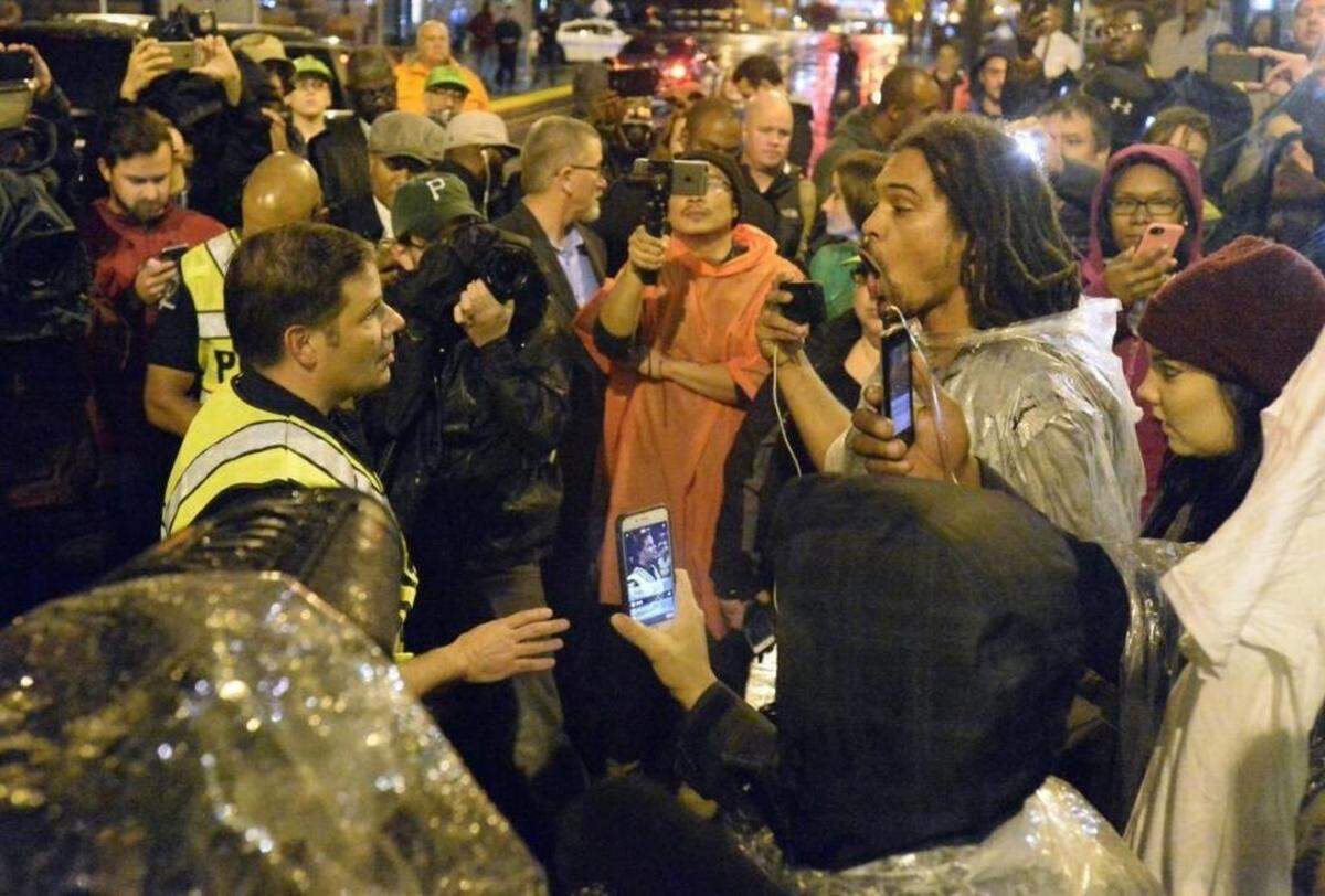Braxton Winston confronts police during the 2016 protests.