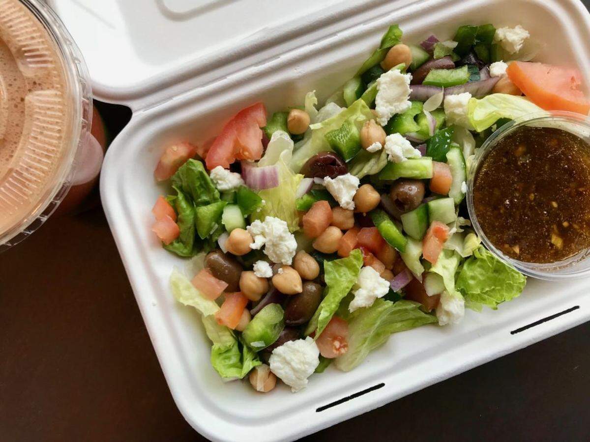 Mediterranean Salad with Goat Lady Dairy cheese