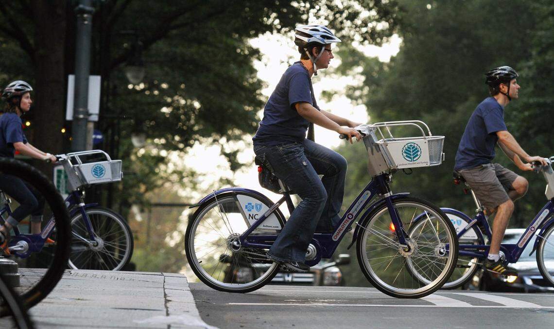 Charlotte B-Cycle bike stations are found throughout the Queen City.