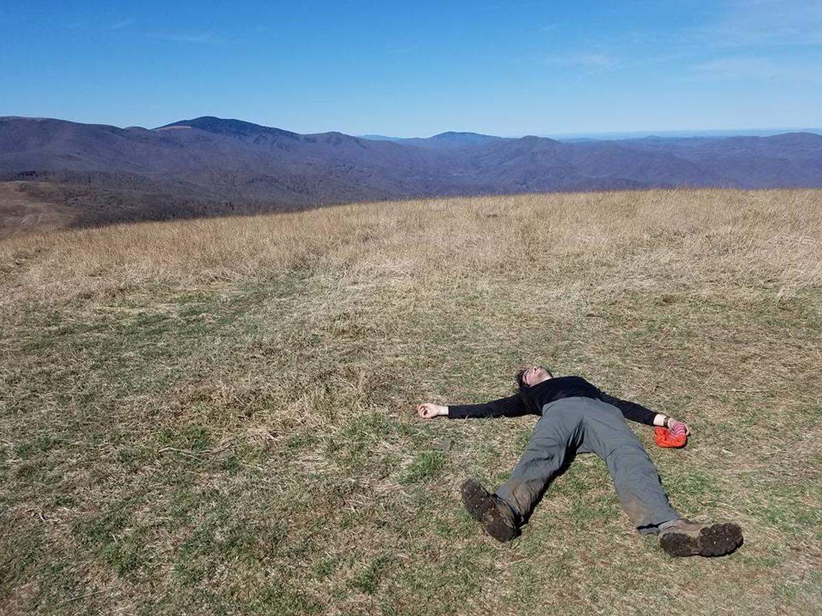 The author, completely smoked at the top of Hump Mountain in the Roan Highlands. Photo by Ely Portillo