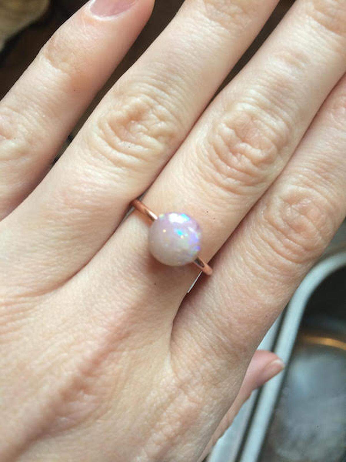 My copper breast milk ring, made by Sacred Legacy Arts.
