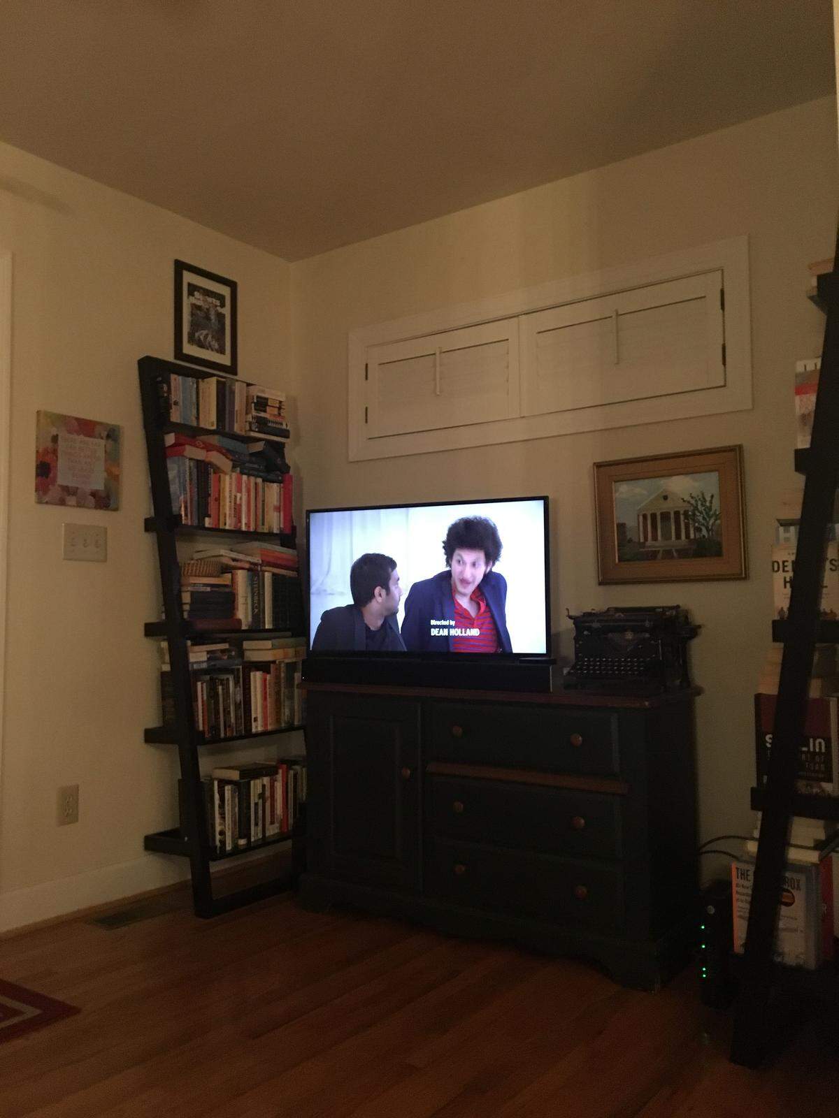 Just two of our eight bookshelves.
